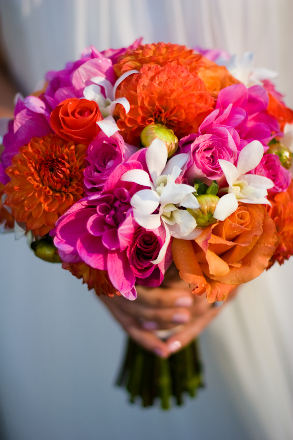 bright and colorful wedding bouquet - real wedding photo by Seattle photographer Stephanie Cristalli 